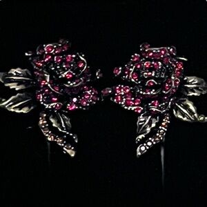 Elegant Rose Earrings with Red Accents